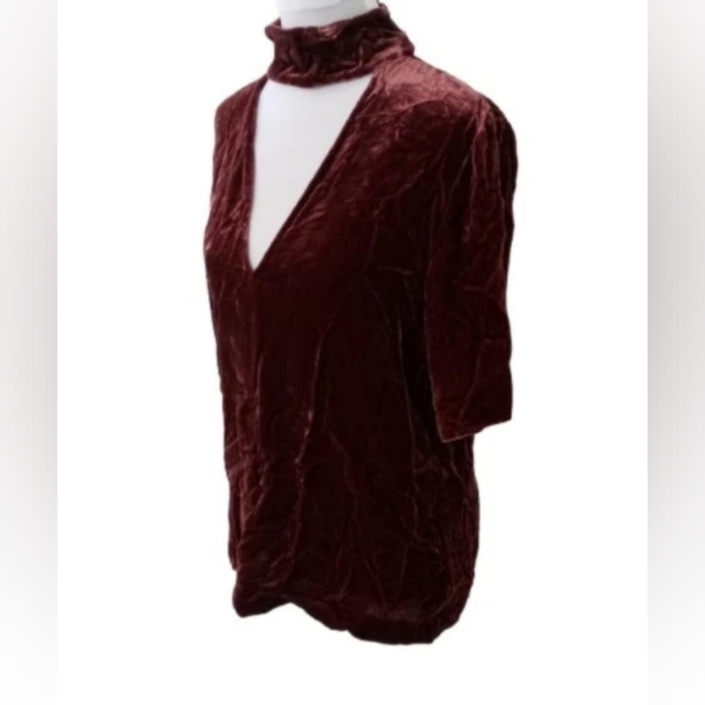 Theory Choker Luxe Velvet Deep-V Top $275. Deep Wine. Cutout. XS/S. Perfect - Picture 9 of 16